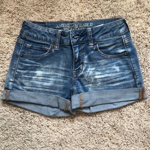 Acid wash jean shorts
